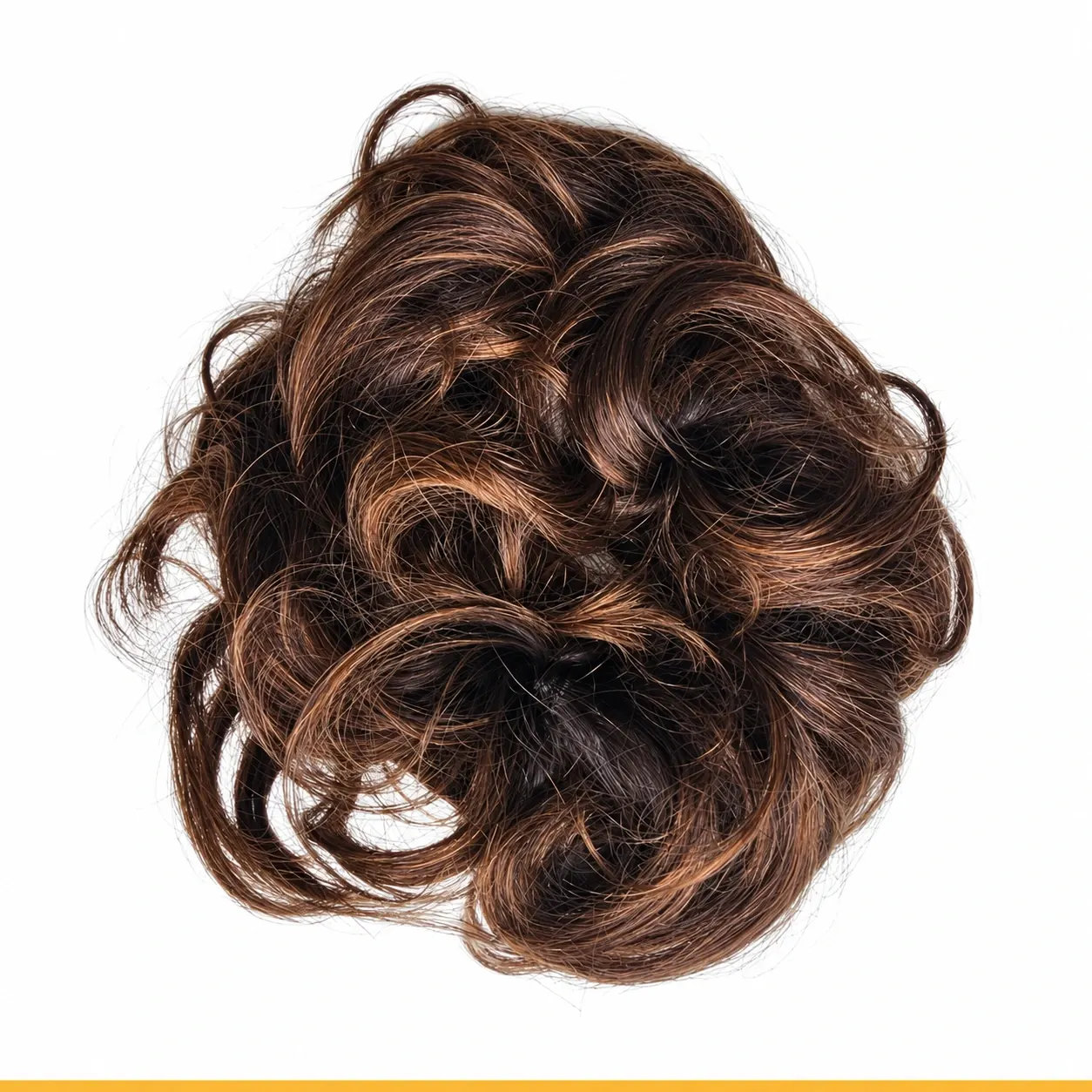 Messy human hair bun — product photograph