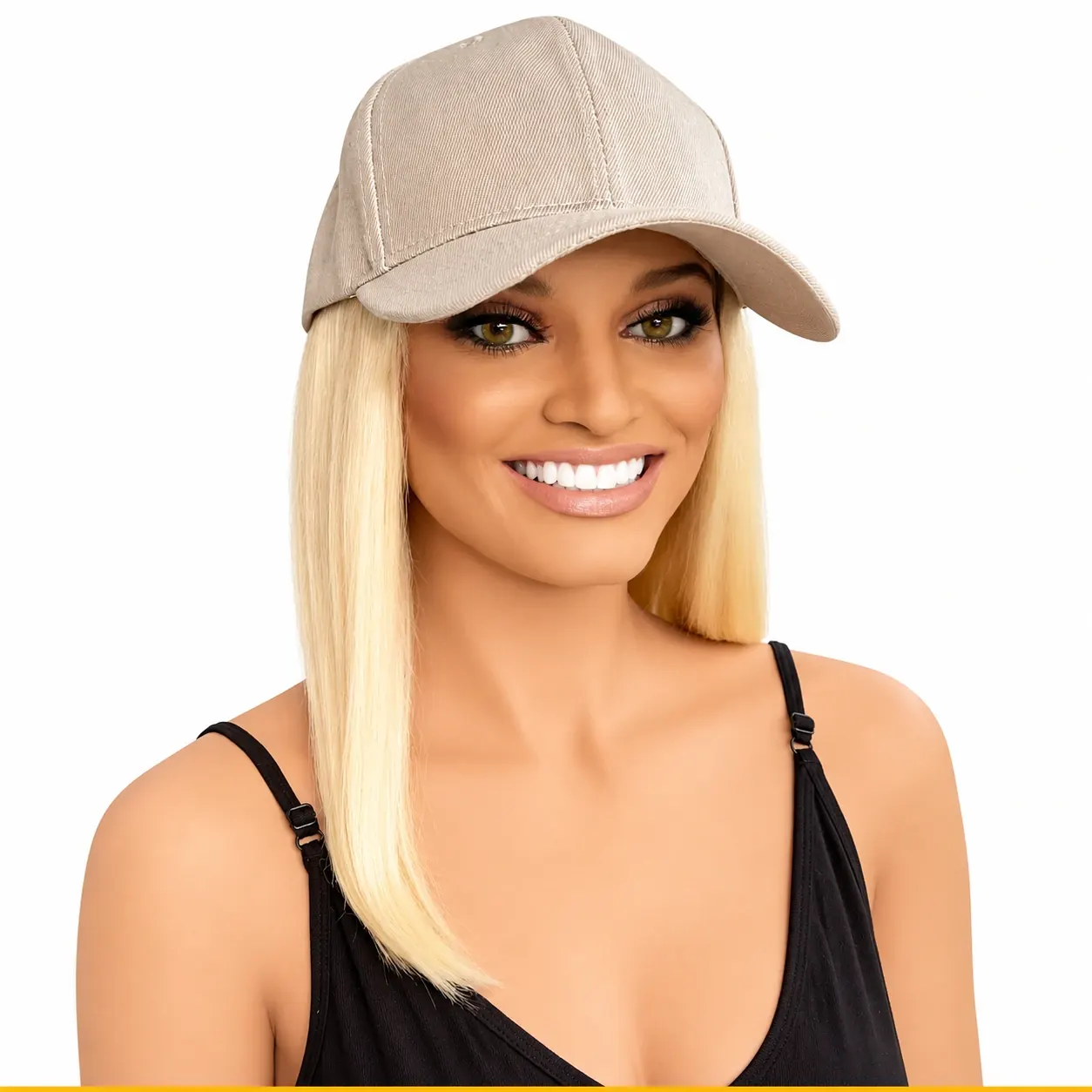 Baseball cap with human hair — product photograph