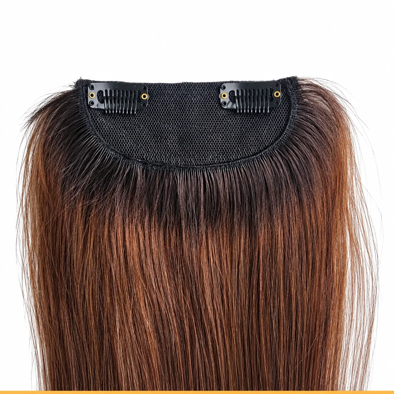 Two-clip human hair weft piece — product photograph