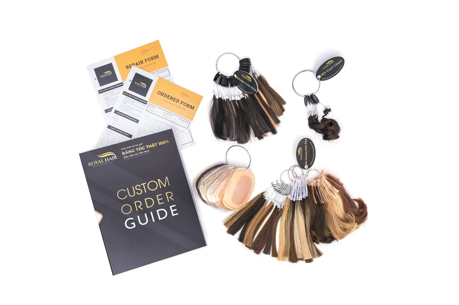 Royal Hair custom order starter kit with guide book, base references and hair colour rings