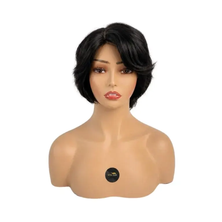 WIG06 RACHEL – Short Layered Human Hair Wig, Pre-Styled Lace Front Design
