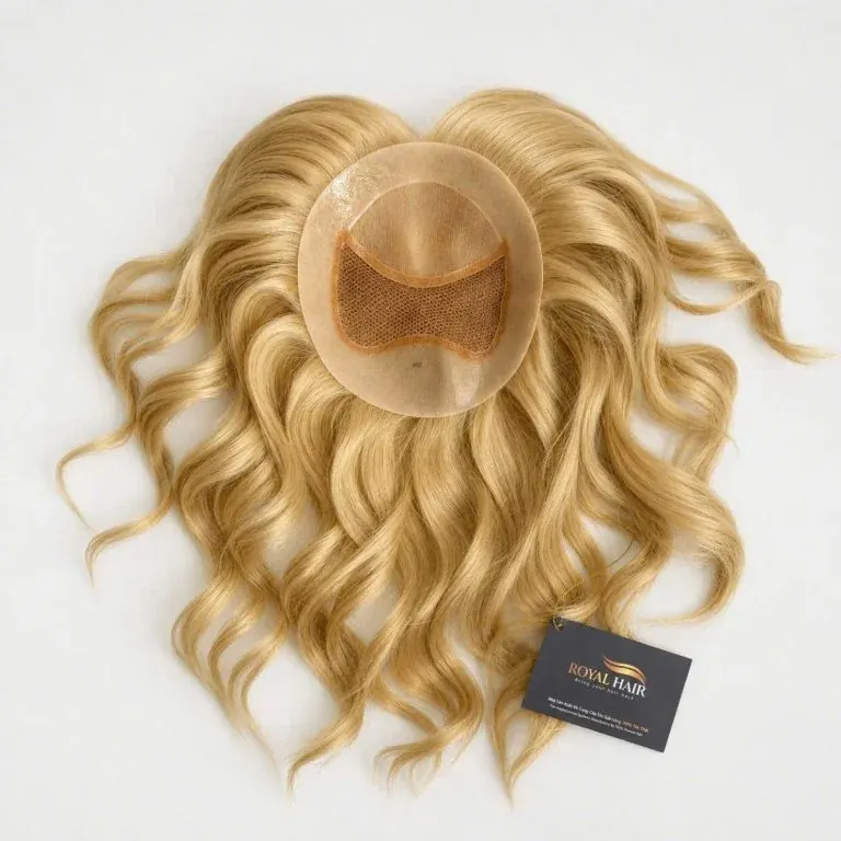 TOP23 CAROLINE – 7×7.5″ Light Blonde Human Hair Topper, Hair 25-30cm, Maximum Coverage & Comfort