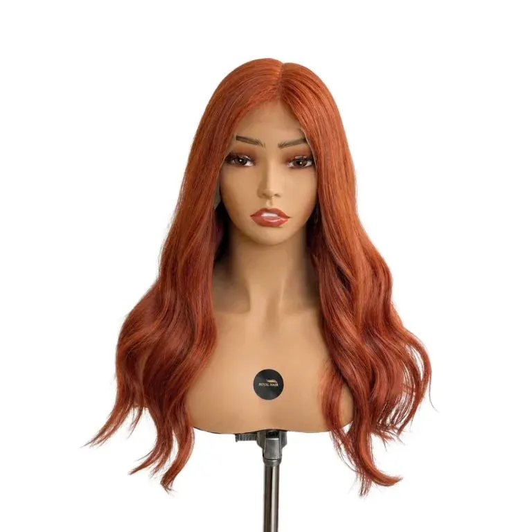 WIG19 LILY – 13×6″Transparent Lace Front Human Hair Wig, 16–18″ Length Dark Red