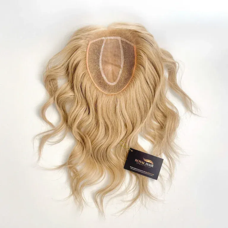 TOP31 LAPIS – Premium Silk Top & Fishnet Hair Topper with Lace Front, Blonde Hair Length 35-38cm